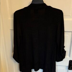 238 bobeau Black Knit Top with Silver Logo Patch Long Sleeve